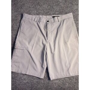 Greg Norman Chino Shorts Men Size 36 Gray Stretch Low Waist Mid Rise Swoosh Logo